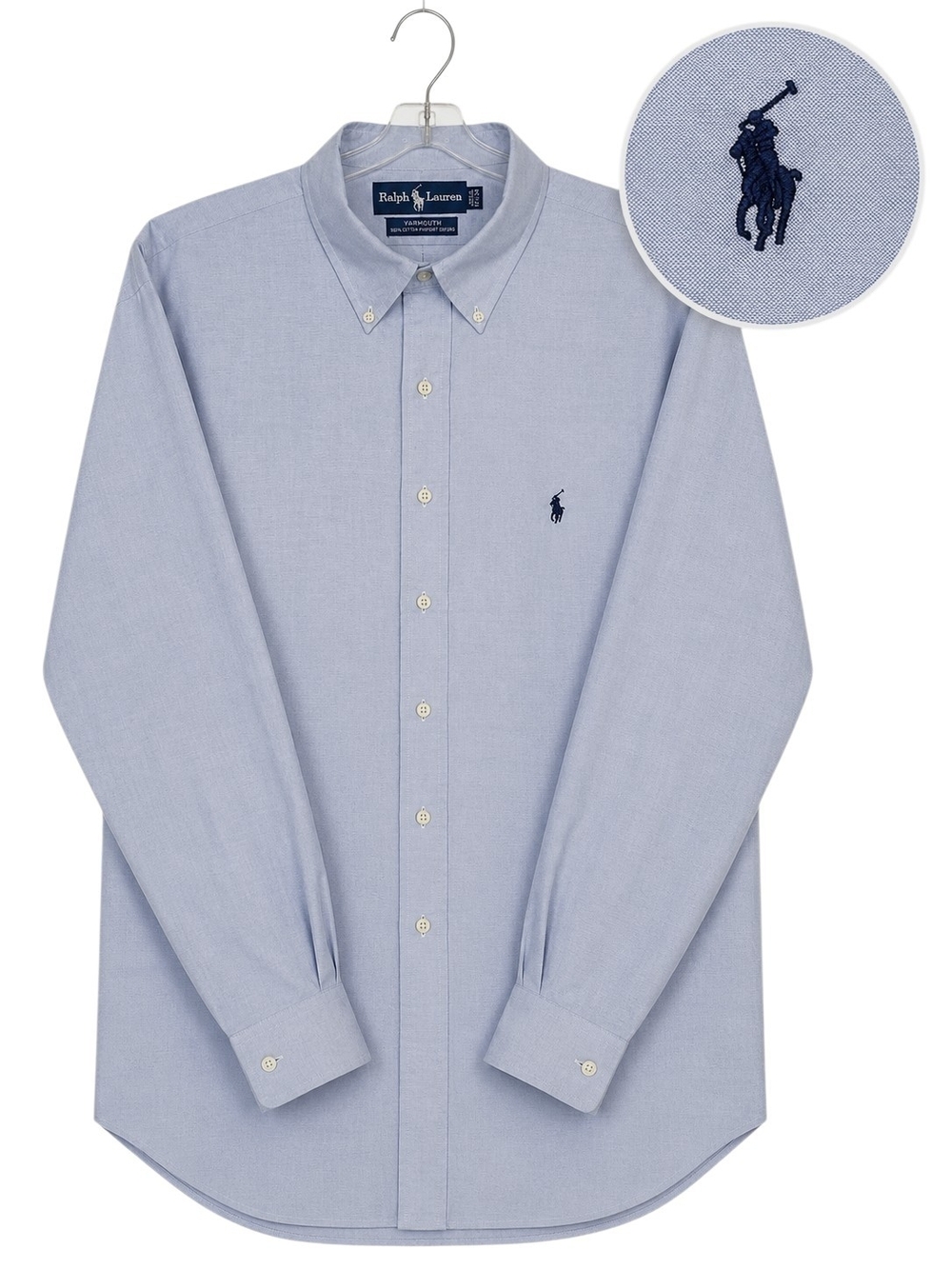 Ralph Lauren Yarmouth Blue Pinpoint Oxford Button Down Shirt Men's 17.5 34